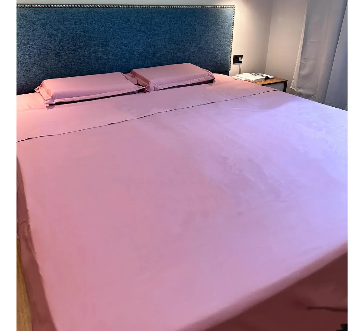 Combo 2 Juegos De Sábanas King Size Lisas Con Ajustable Y Fundas Ropa De Cama Premium En Color Lila Liso