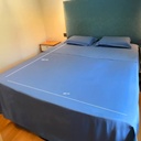 Juego De Sábanas 196 Cm Largo X 182 Cm Ancho Dakota 600 Hilos Suaves Resistentes Color Azul Liso