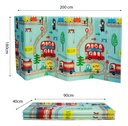 Alfombra Pillow Antigolpes Bebes 200x180 Reversible + Bolso Autobus Aviones