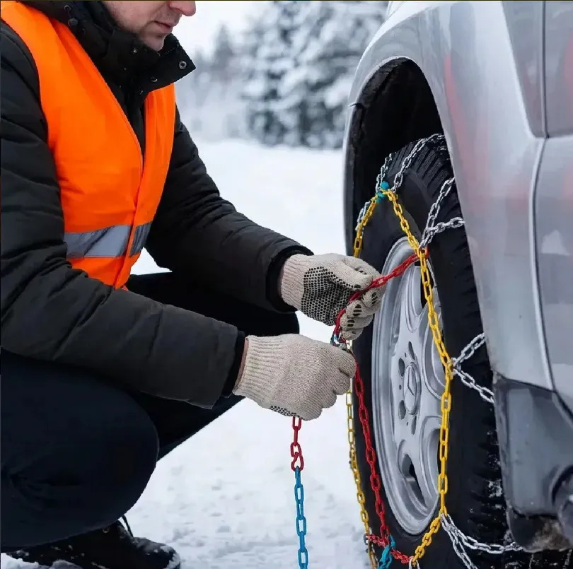 Cadenas Para Nieve 225/65 R17 Jeep Compass Volkswagen Taos Tiguan Ford Territory Toyota Corolla Cross Cd240 Acero Reforzado Incluye Tensor Bolso Guantes Chaleco Linterna