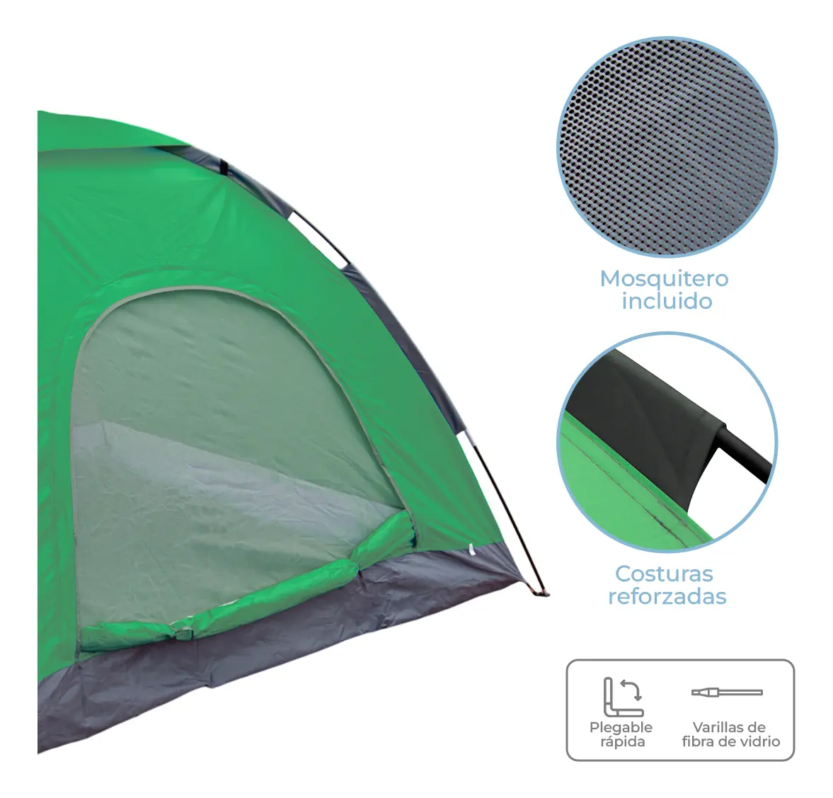 Carpa 4 Personas Dakota 200x200x135cm Color Verde