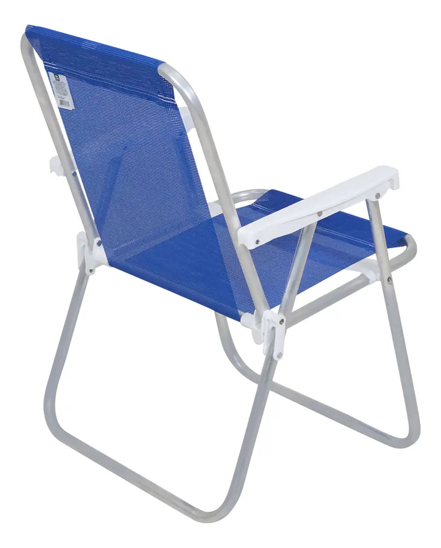 Silla Alta Plegable Dakota Aluminio 1 Pos. Playa Camping Color Azul Marino