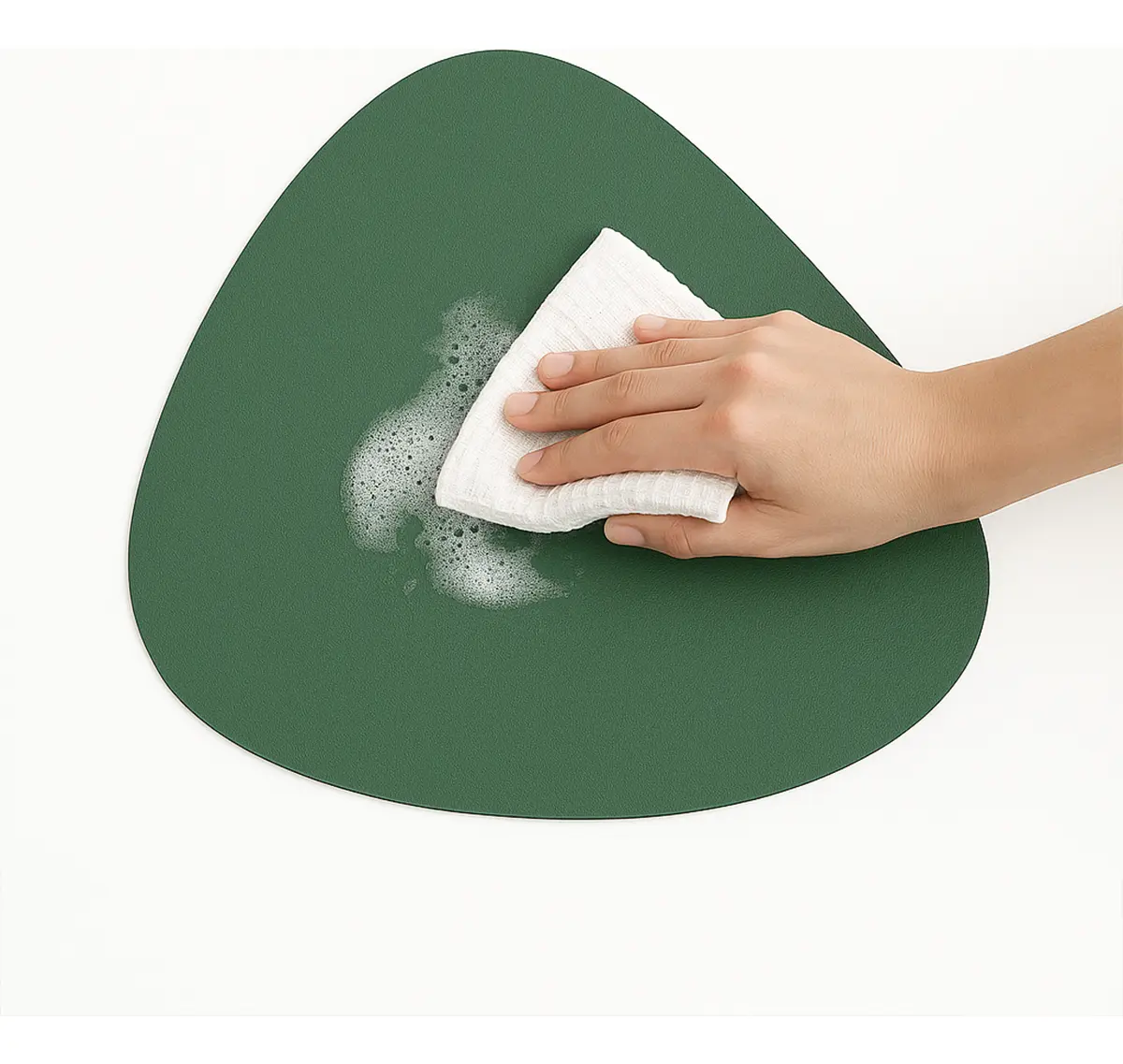 Combo Set X 6 Individuales + 6 Posavasos De Mesa Dakota Porta Cubiertos Pvc Deco Lavable Color Verde