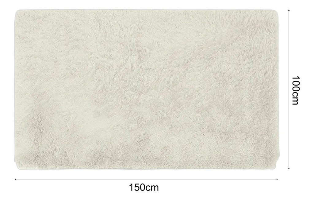 Alfombra Pelo 150x100cm Dakota Suave Antideslizante Multiuso Living Dormitorio Baño Color Blanco 1 M 1.5 M