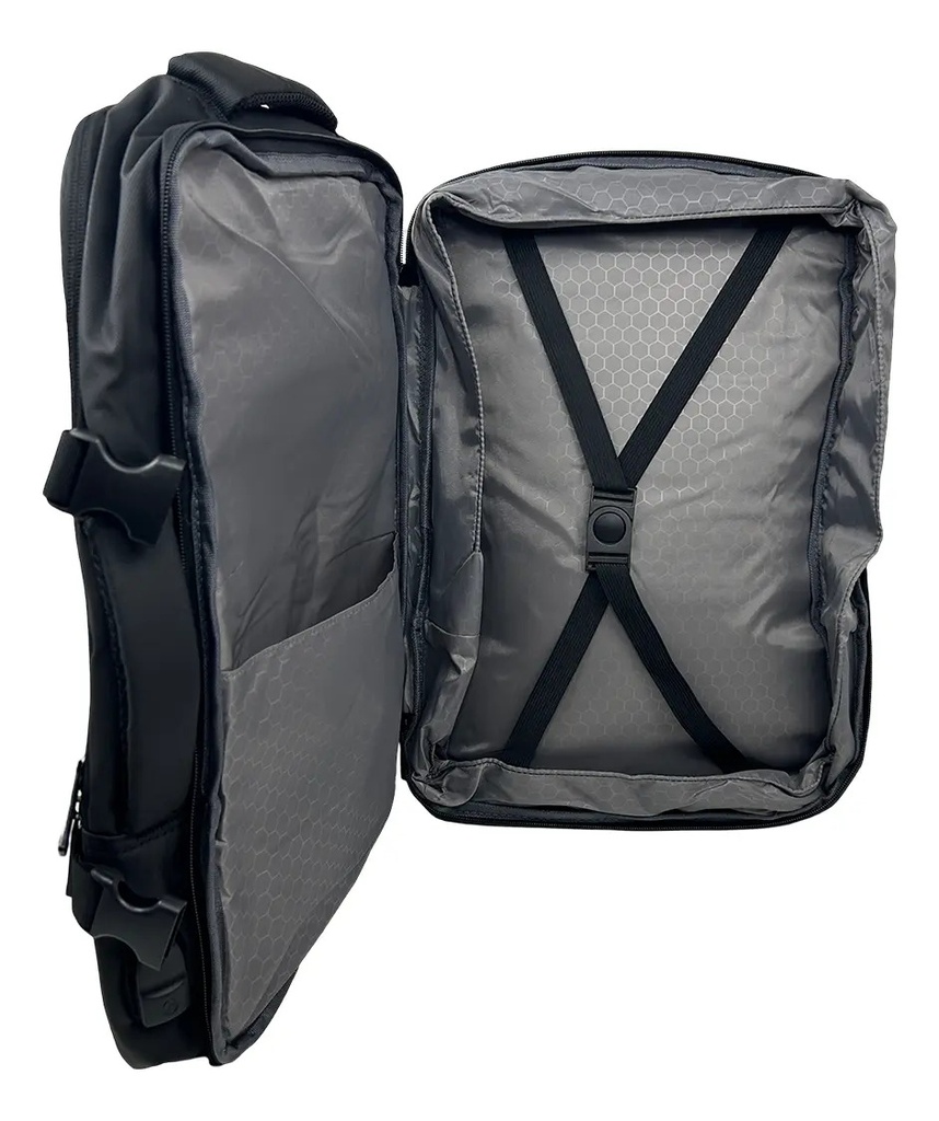 Mochila Para Carry On De Viaje Reforzada Dakota Impermeable Portanotebook Con Usb Color Negra Negro