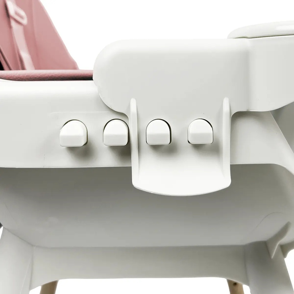 Silla Alta Para Bebé Dakota Seguridad Arnés 5 Puntos Patas De Caño Imitación Madera Color Rosa