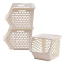 Combo X 3 Canasto Organizador Apilable Dakota Plástico Encastrable Multiuso Beige