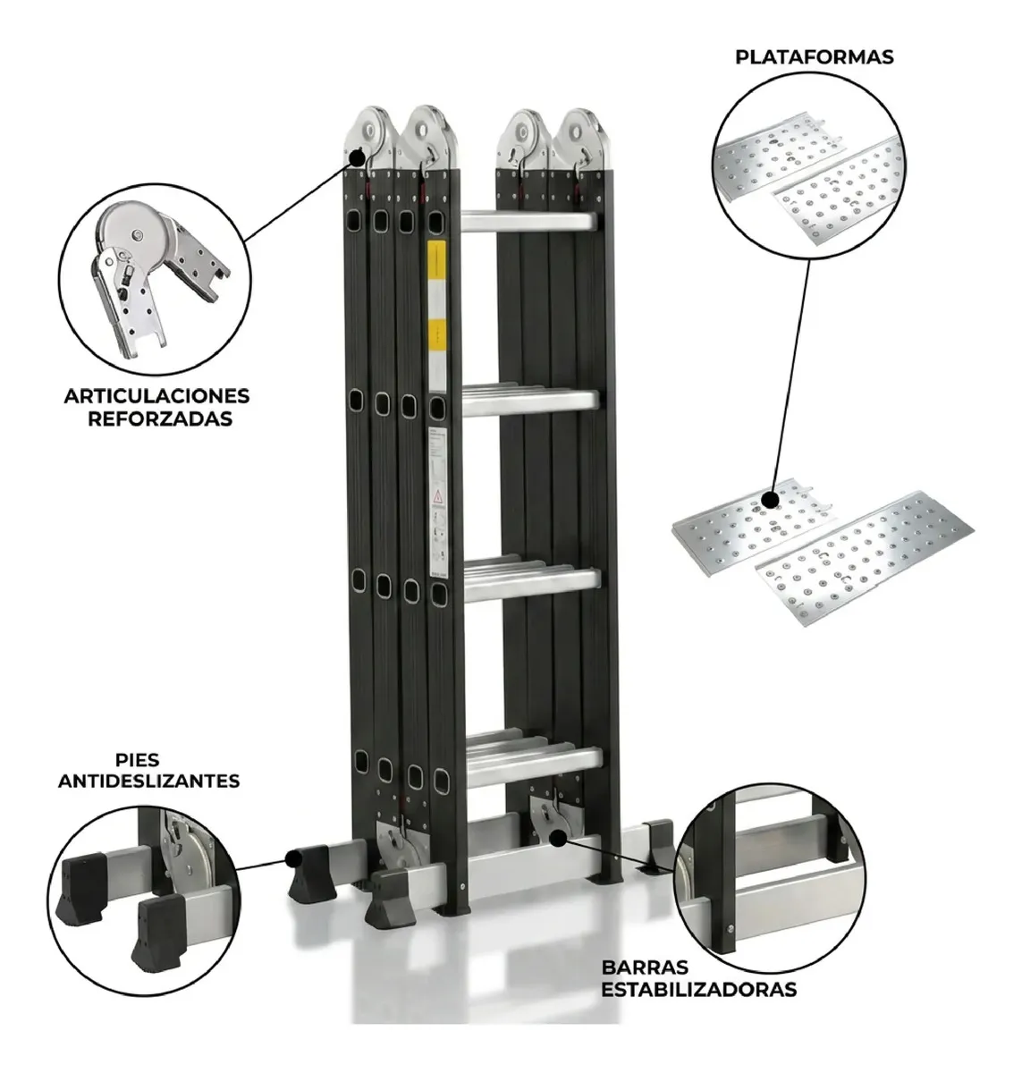 Escalera Articulada Multifunción 4x3 Dakota De Aluminio 12 Escalones