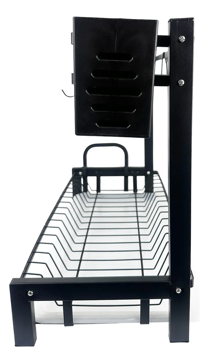 Escurridor De Platos Dakota 2 Niveles Para 16 Platos Acero Negro Mate