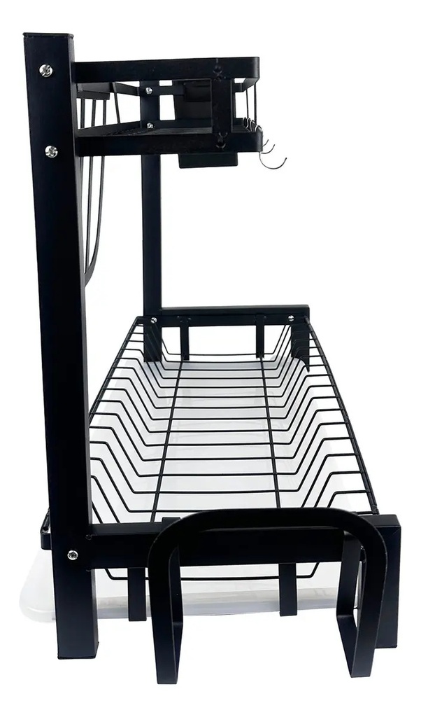 Escurridor De Platos Dakota 2 Niveles Para 16 Platos Acero Negro Mate