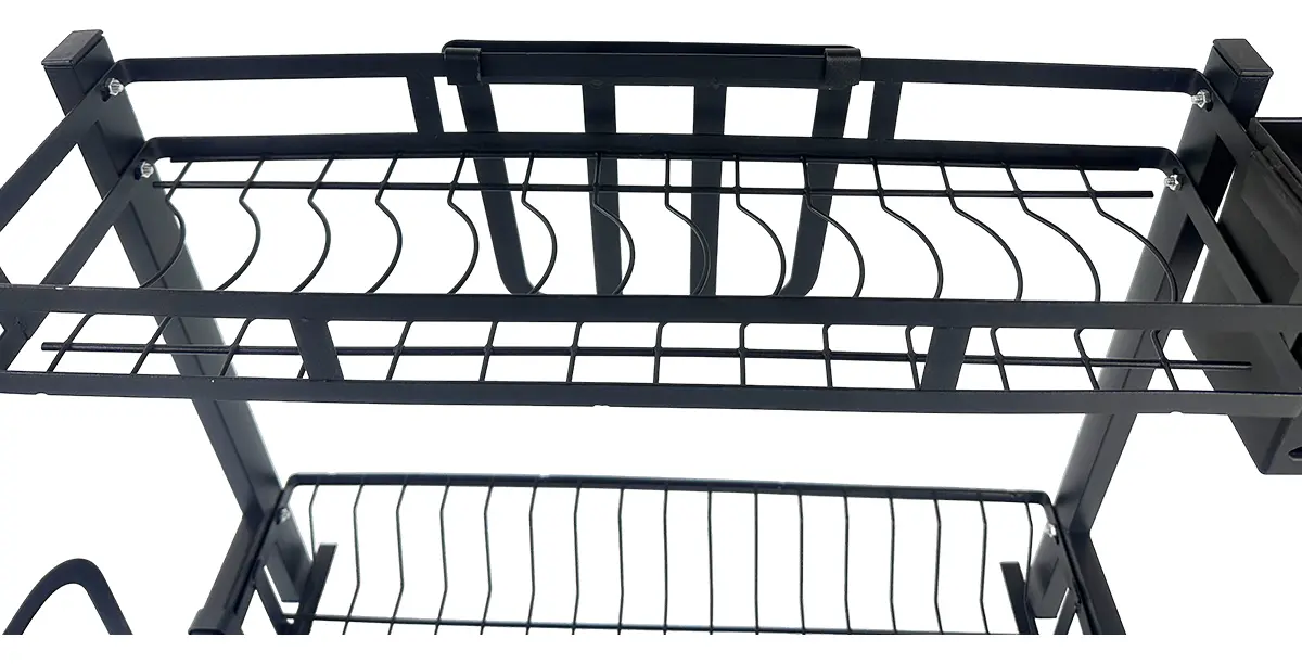Escurridor De Platos Dakota 2 Niveles Para 16 Platos Acero Negro Mate