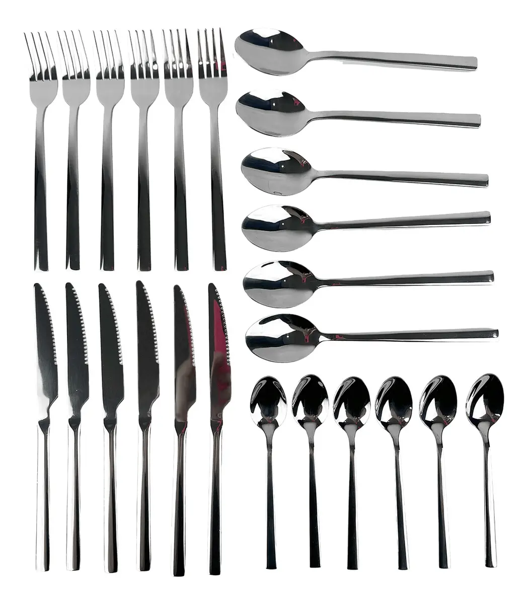 Set X24 Cubiertos Acero Inoxidable Dakota Color Plateado