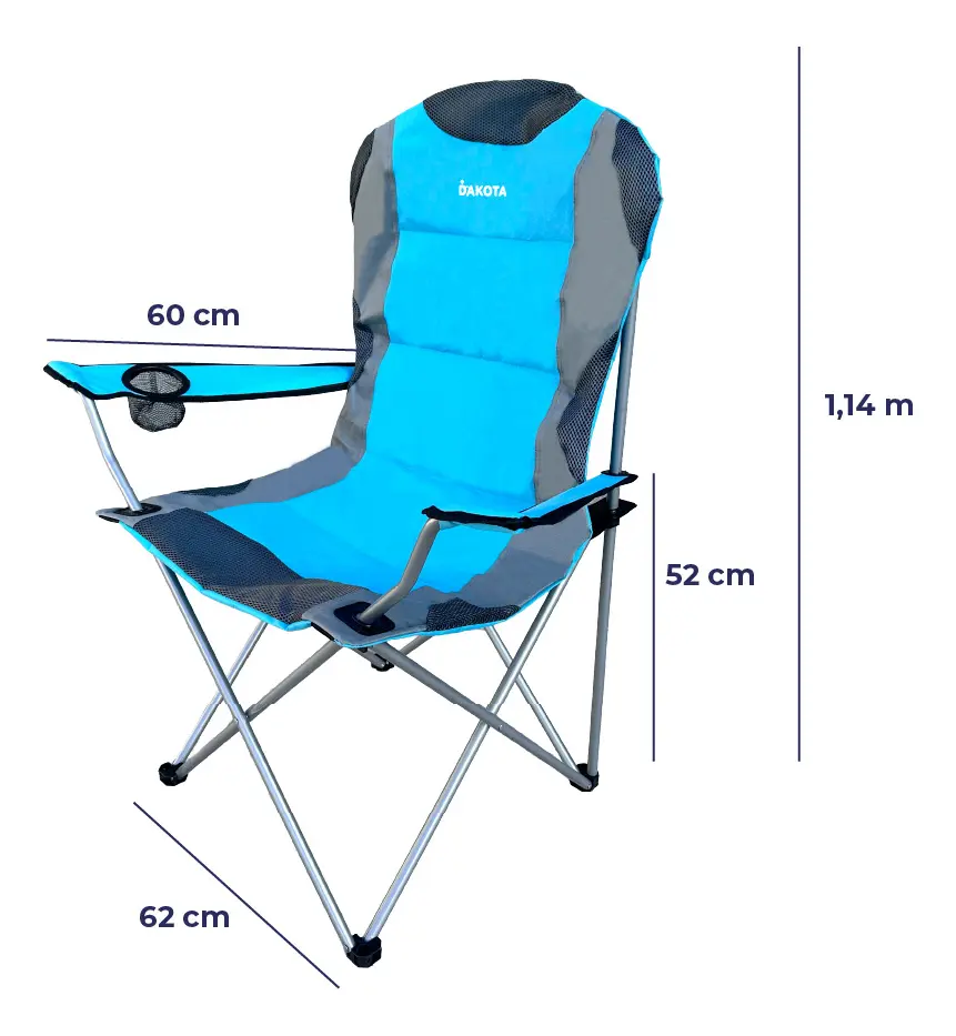 Silla Director Camping Dakota 120 Kg Reforzada Pesca Caza Azul-gris Con Bolso