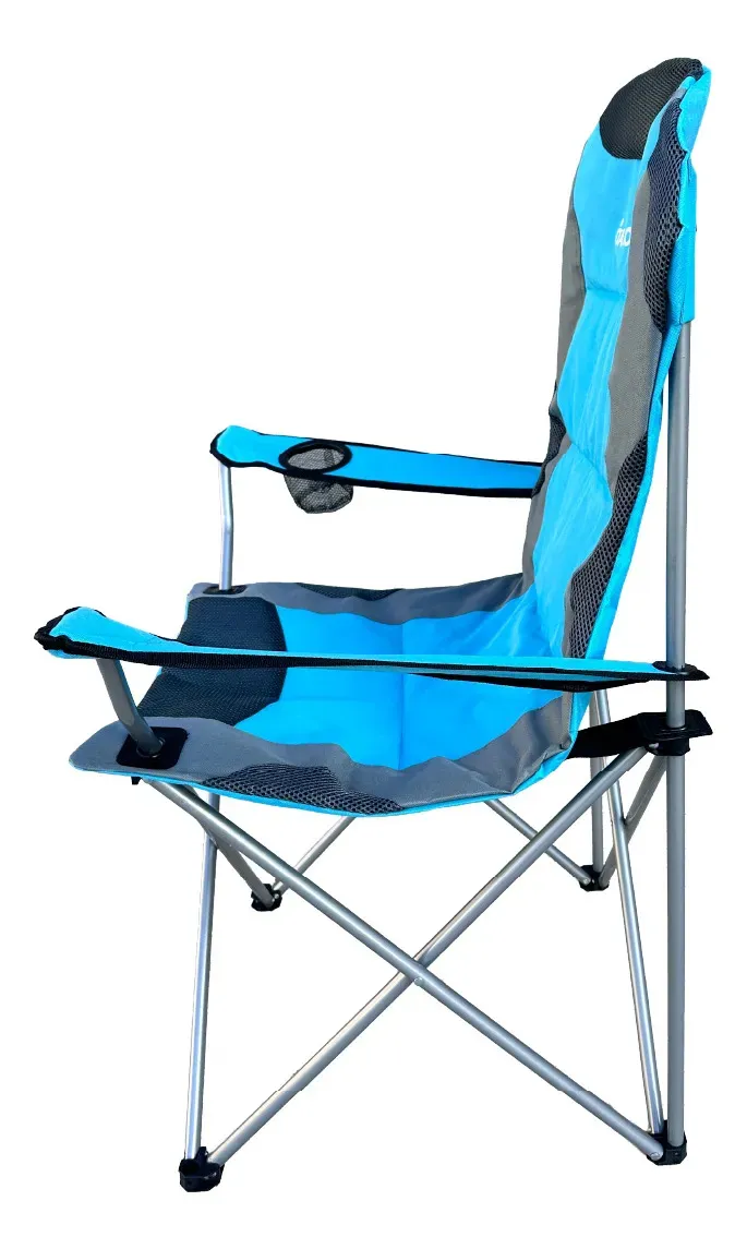 Combo 2 Sillas Director Camping Dakota 130 Kg Reforzada Pesca Caza Con Bolso Azul-gris