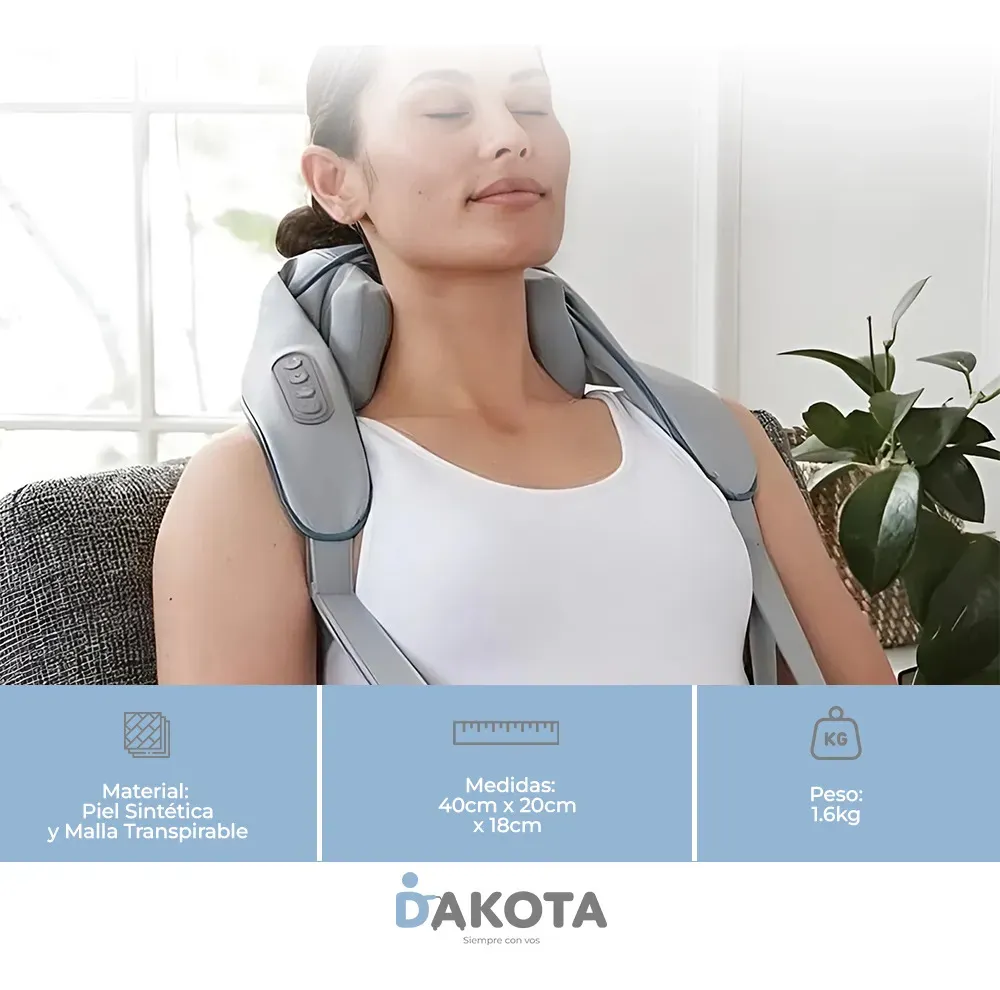 Masajeador De Cuello Cervical Eléctrico Dakota Portátil Cervical, Espalda Gris Oscuro Gris Oscuro