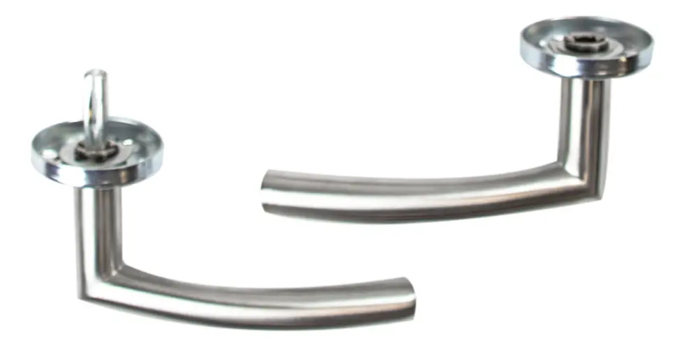 Manijas Picaporte Curvo Dakota Acero Inoxidable Cromado Derecha E Izquierda + Accesorios Fijación Gris