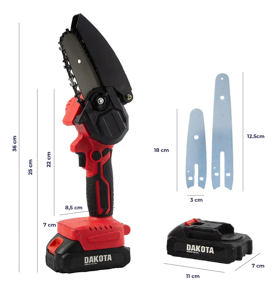 Mini Motosierra A Bateria Dakota Portatil Negro 50 Hz/60 Hz