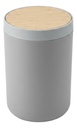 Set Accesorios De Baño 6 Piezas Negro Con Detalles En Bambú Cesto Dispenser Jabonera Vaso Porta Cepillos Porta Hisopos Escobilla Diseño Moderno Gris