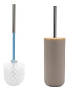Set Accesorios De Baño 6 Piezas Negro Con Detalles En Bambú Cesto Dispenser Jabonera Vaso Porta Cepillos Porta Hisopos Escobilla Diseño Moderno Gris