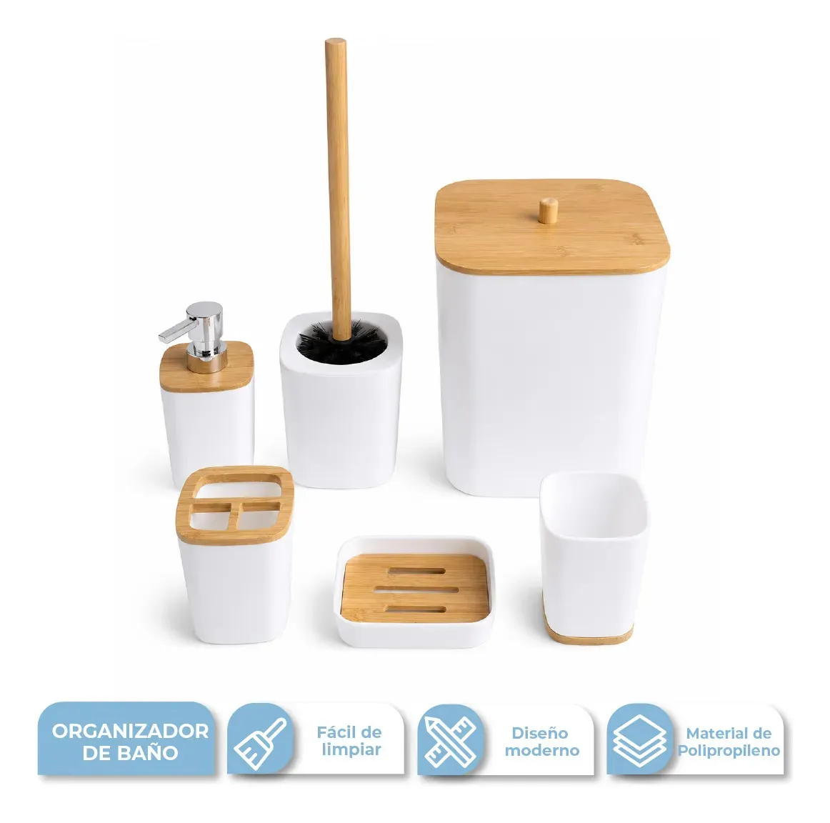 Set Organizador de Baño 6PCS Blanco