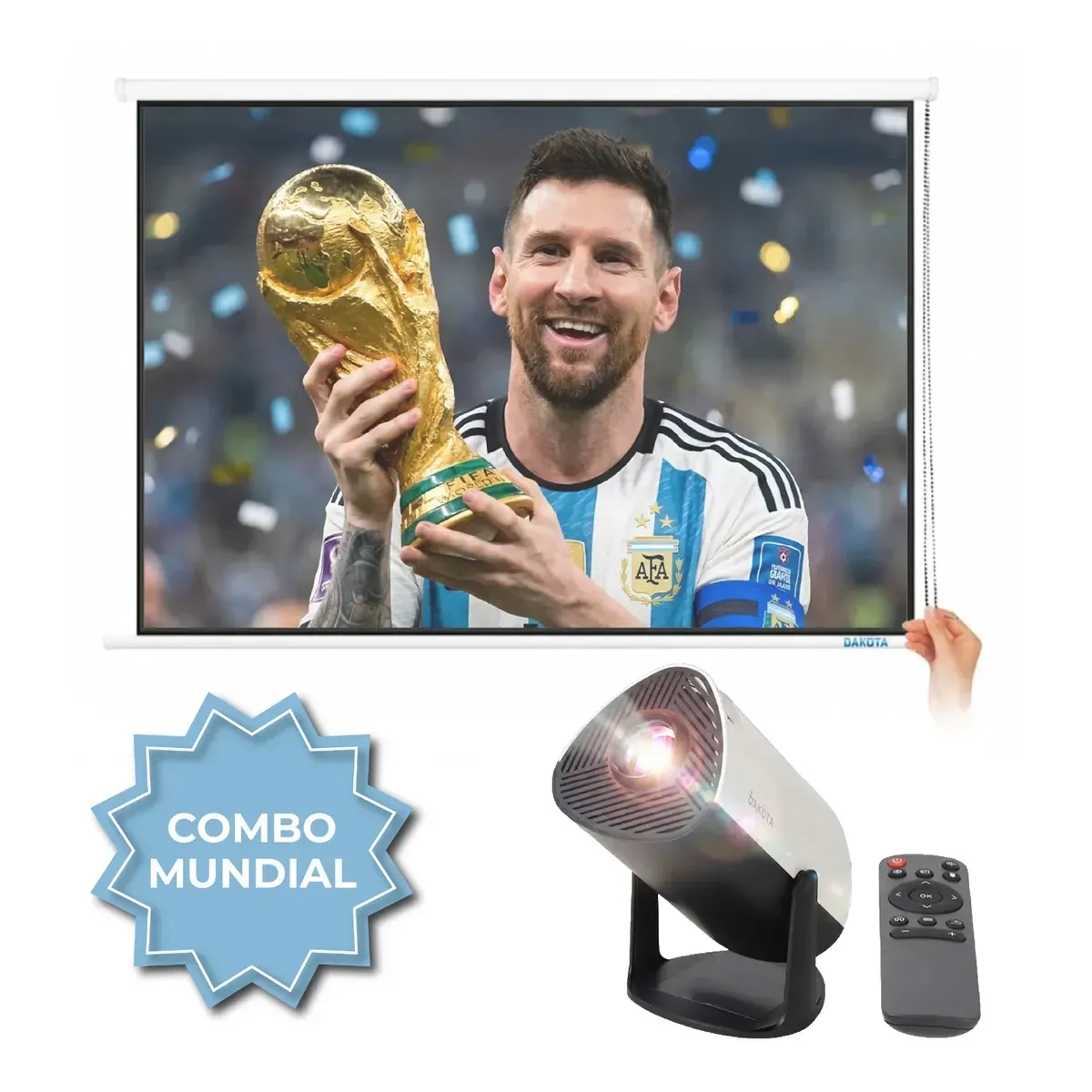 Pantalla Proyector de Colgar 120 + Proyector LED 1080P PP001