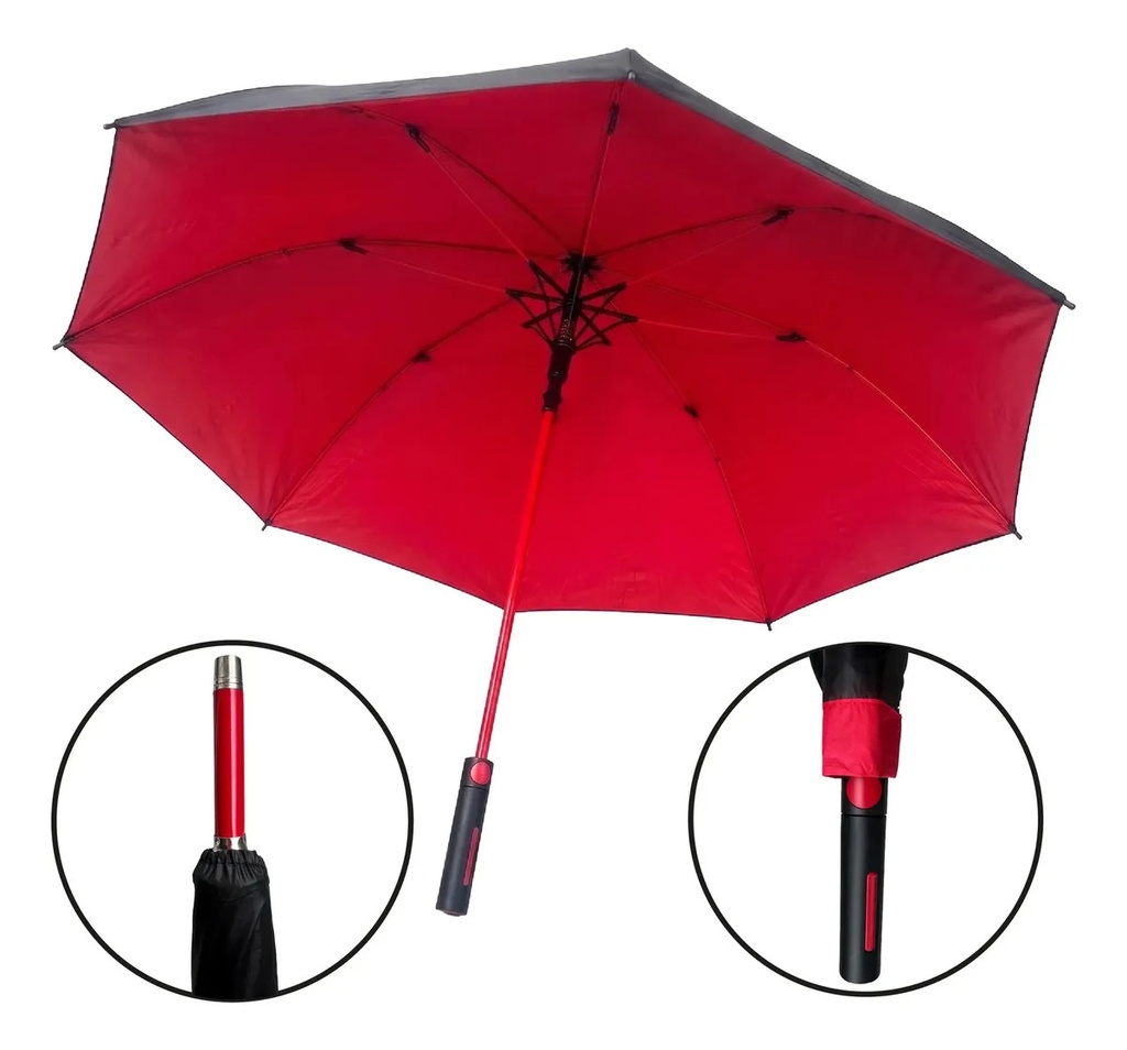 [PAR-AUT-002  NEGRO/ROJO 0714604301363] Paraguas Automatico 70cm Negro/Rojo PAR-AUT-002