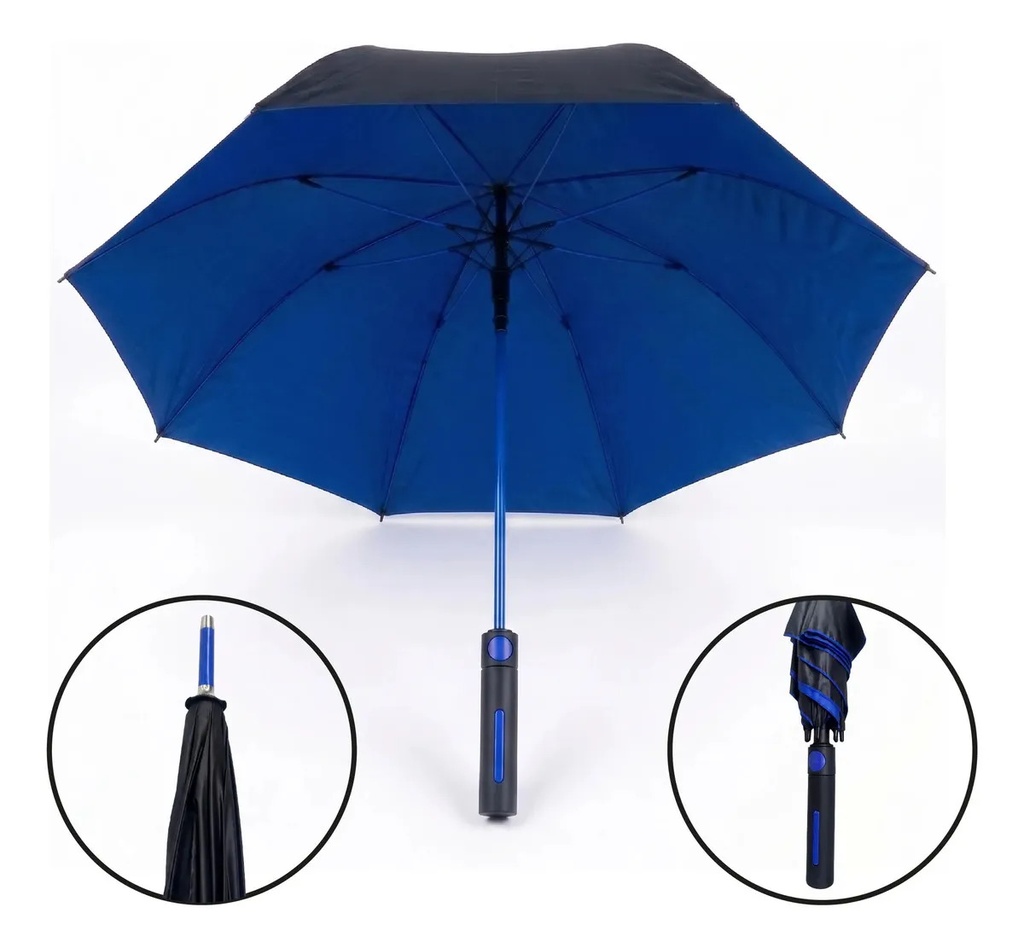 [PAR-AUT-002 NEGRO/AZUL 0714604301424] Paraguas Automatico 70cm Negro/Azul PAR-AUT-002