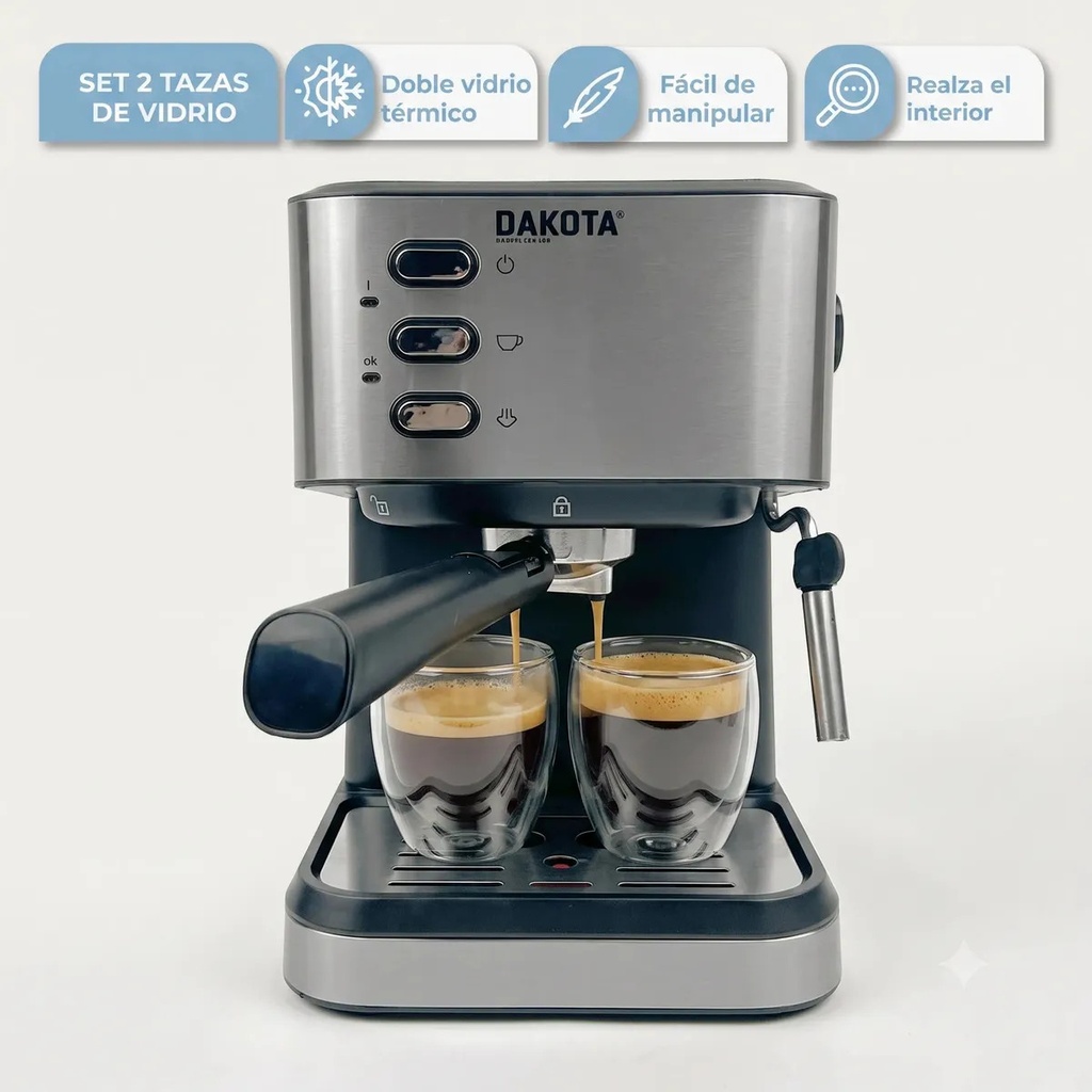 [CAF002 + TAZDV002 0674005995700] COMBO CAF002 3 EN 1 CAFETERA + SET TAZA DOBLE PARED x 2