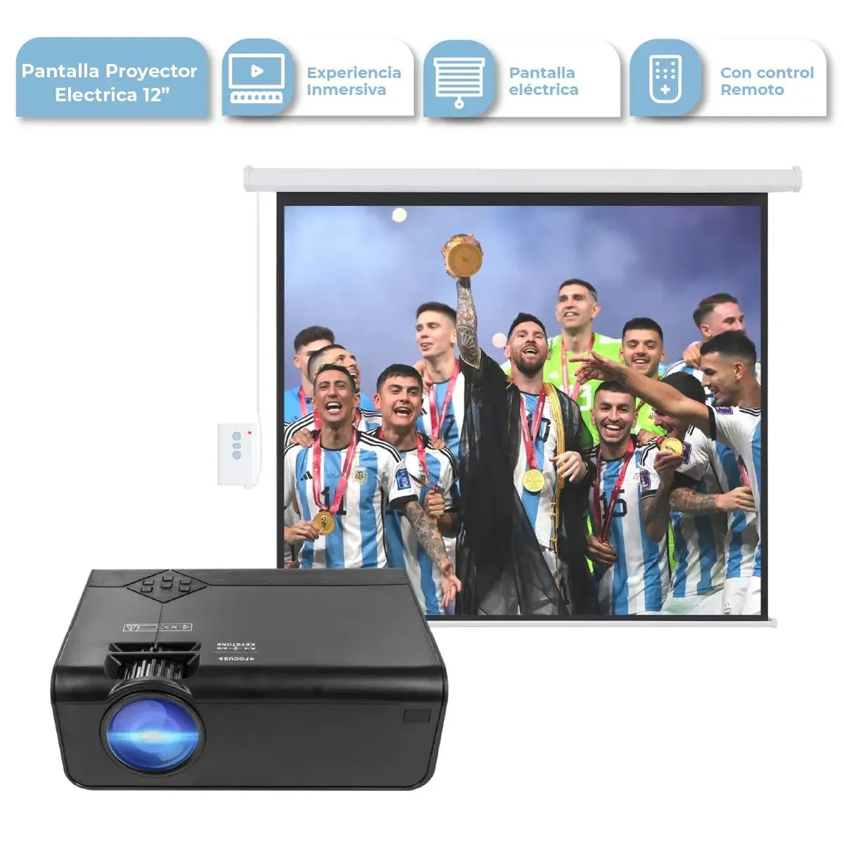 [PP003 + PLW200 NEGRO 0674005995847] COMBO PP003 PANTALLA PROYECTOR ELÉCTRICA 120" 16:9 + PLW200 PROYECTOR LED 1080P