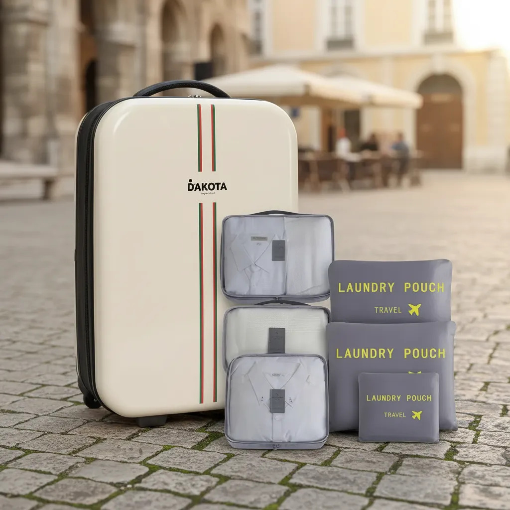 [VP28 BEIGE + OV001 674005995540] VALIJAS PLEGABLES 28" MONOBAG VP28 BEIGE + OV001 ORGANIZADOR DE VALIJA SET 6/PCS