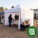 COMBO GZ33P4 GAZEBO 3X3 BLANCO + CAR101 - SILLON DOBLE PLEGABLE CON RUEDAS