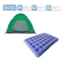 [CA04VERDE+COLINF002 0674005996264] Combo Camping Dakota Carpa 4 Personas Autoarmable 200x200 + Colchon Inflable 2 Plazas Con Almohada Kit Camping Outdoor Verde
