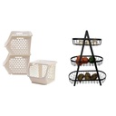 COMBO P730 ORGANIZADOR FRUTAS + CO30 CAJA ORGANIZADORA DE ALIMENTOS BEIGE 3PCS