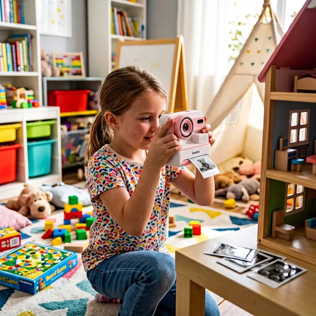 [CAMINST002 ROSA 0714604300922] Cámara Instantánea Niños Portátil Dakota Impresión Térmica 1080p Foto Video + 2 Rollos Papel Térmico de Regalo CAMINST002 Rosa