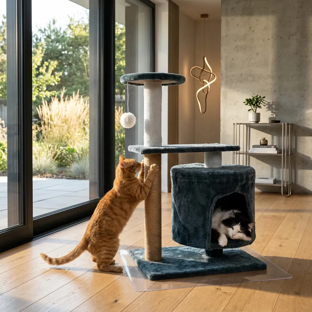 RASCADOR DE GATOS MTL RESISTENTE HIGIENICO SUAVE GRIS 3 NIVELES