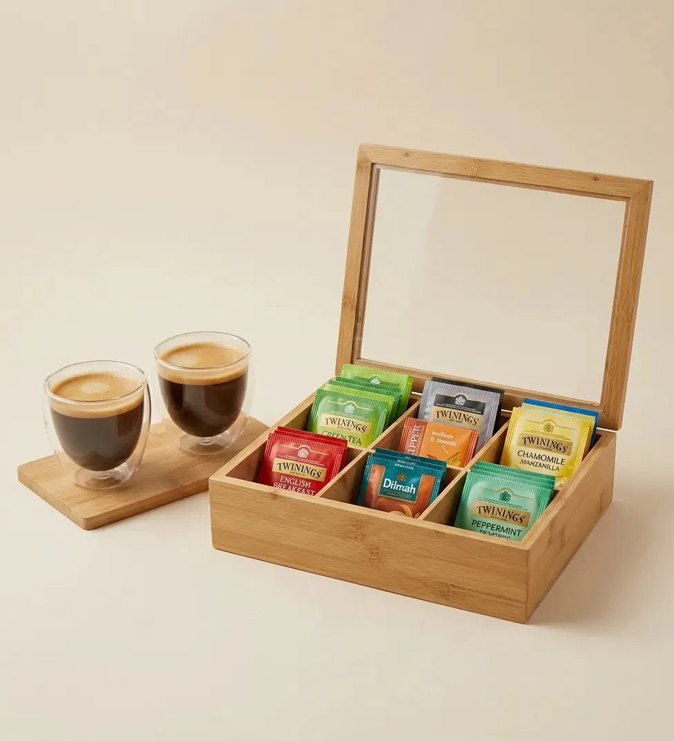 Combo Caja De Té Dakota + Set X2 Tazas Dakota