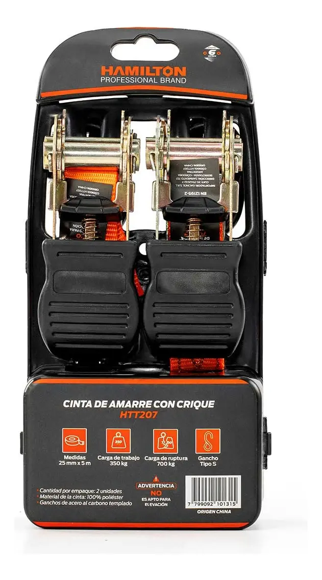 [HTT207] CINTA DE AMARRE CRIQUE 25MMX4.8MX700KG SETX2