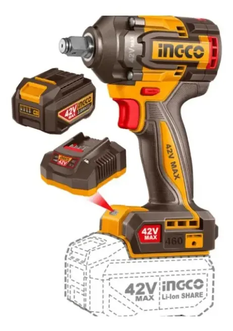 CIWLI42461-4- LLAVE DE IMPACTO 1/2PLG 460NM (42VMAX) 42V BRUSHLESS + 1 BATERIA 2AH + 1 CARGADOR 2AH INDUSTRIAL