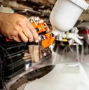 Pistola Pintar Hamilton PG100 Hvlp 600cc Boquilla 1,5mm Naranja Profesional Incluye Guantes Moteados