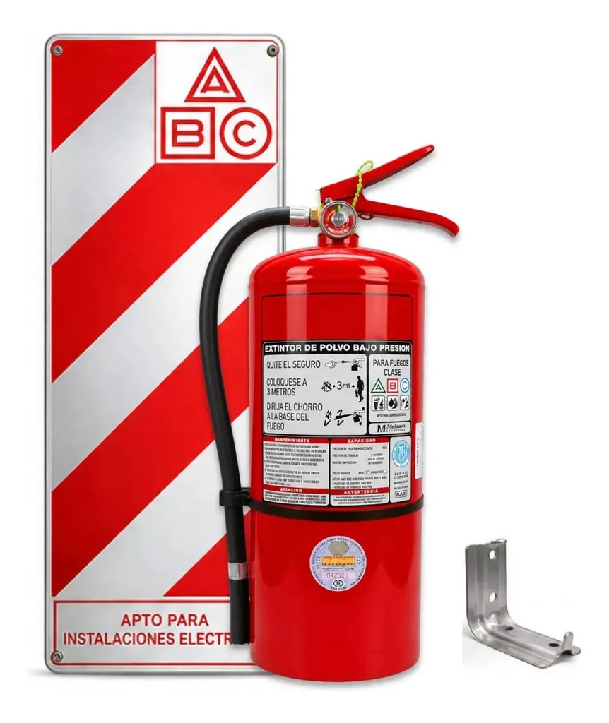 Matafuego Georgia Polvo ABC 1kg Rojo Seguridad Vehicular Incluye CH05 Chapa Baliza