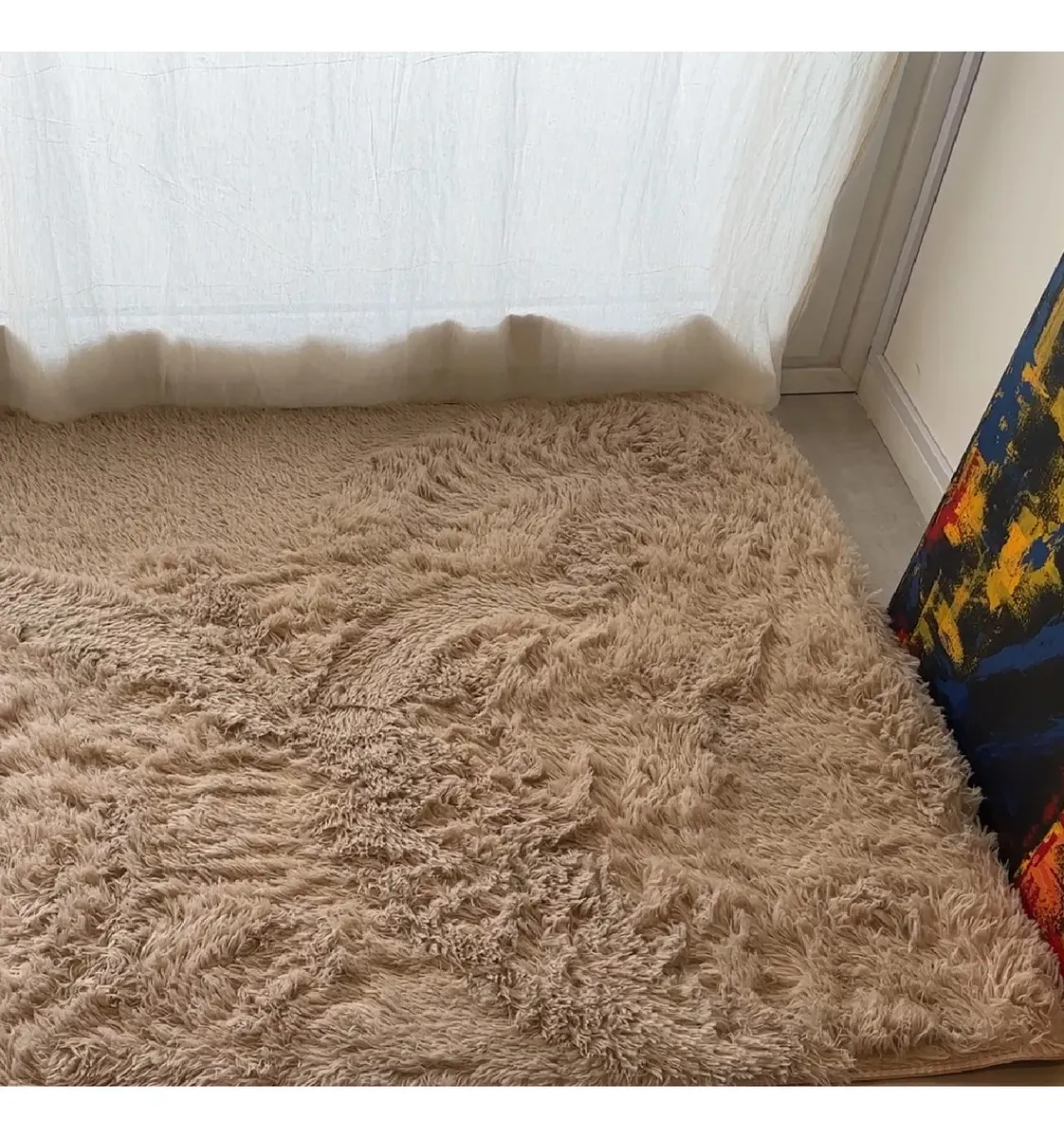 Alfombra Pelo 150x100cm Dakota Suave Antideslizante Multiuso Living Dormitorio Baño Color Marrón ALF150