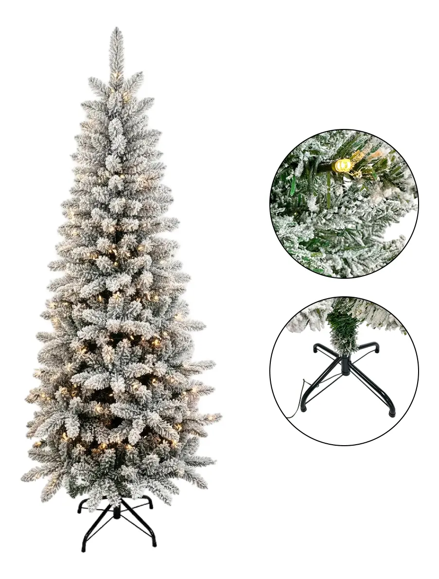 [ARBNAVNEVALARG02 - 714604301714] Arb Nav Nev Árbol Navidad Nevado Alargado 120cm con Luces ALARG-02