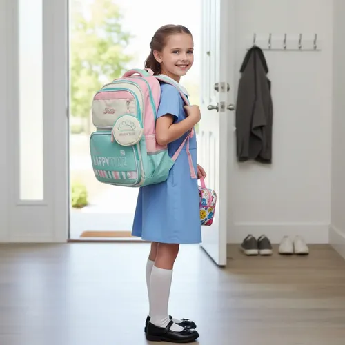 [BAGINF004 - 727373186420] Mochila Infantil Color Rosa/Verde BAG-INF004