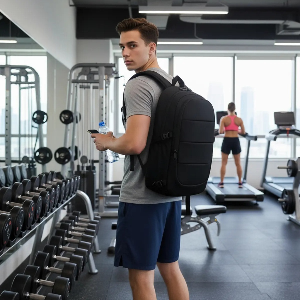 [BAG011 NEGRO - 714604302025] Mochila Dakota Porta Notebook Reforzada Ejecutiva Gym Color Negra BAG011