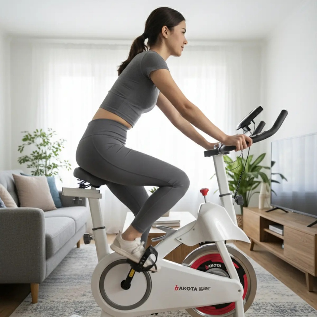 [BF002BT BLANCO] Blanco Bicicleta Fija Spinning Inalámbrica BF002BT