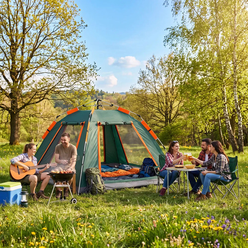 [CA06 VERDE - 763571799154] Carpa Autoarmable para 6 Personas Dakota Automática 240x240x154cm Color Verde CA06