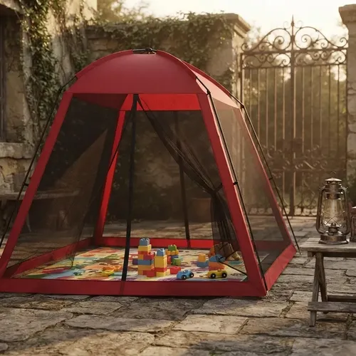 [CA33215 ROJO - 763571799840] Carpa Gazebo de Facil Armado Dakota 300x300x190cm Color Rojo CA33215