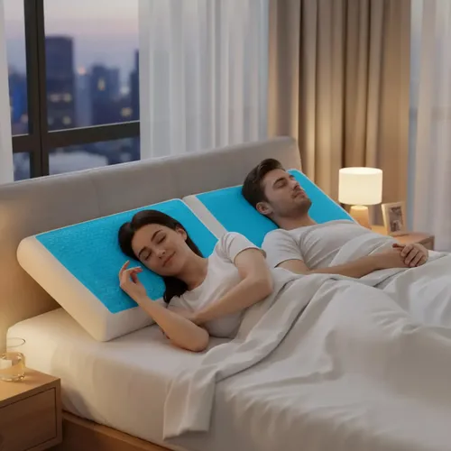 [2X ALM002] Combo X2 Almohadas Inteligentes con Gel Dakota Viscoelásticas Soporte Firme Alta Densidad 40x60 Azul