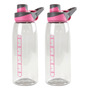 [2X B600P ROSA] Combo 2 Botella Deportiva 750ml Gris con Rosa B600P