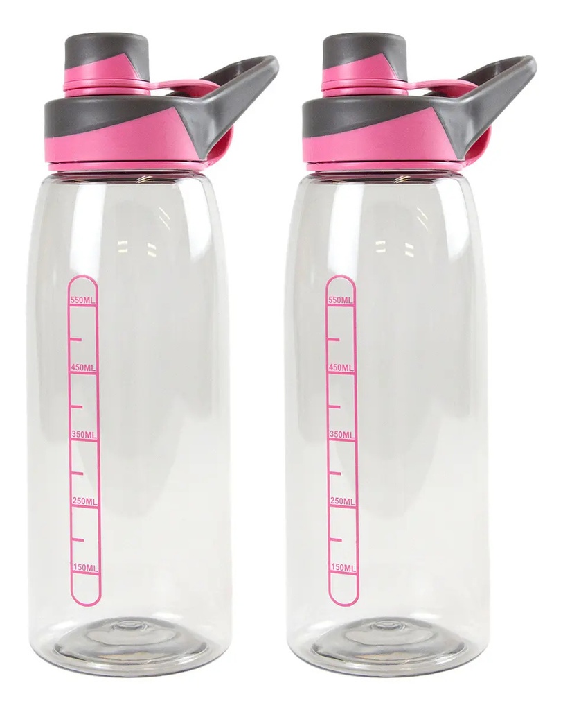 Combo 2 Botella Deportiva 750ml Gris con Rosa B600P